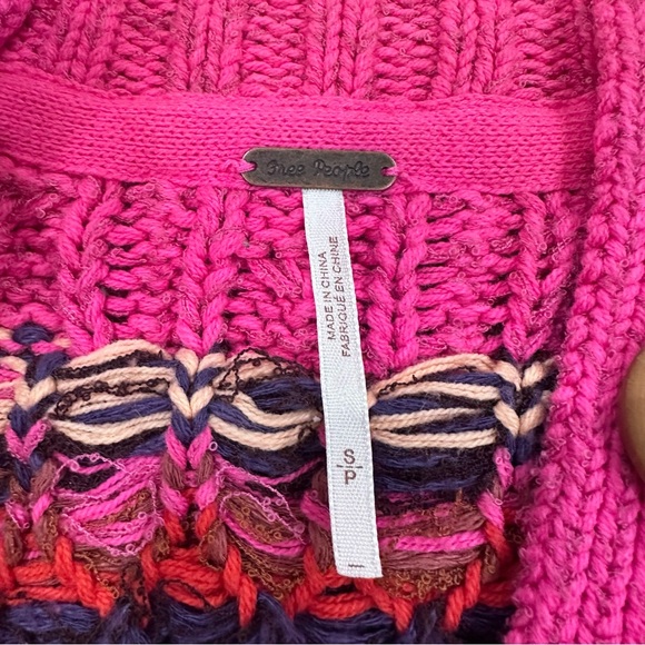 Free People Argyl smile cardigan sweater pink punch combo heavyweight small - Picture 10 of 10